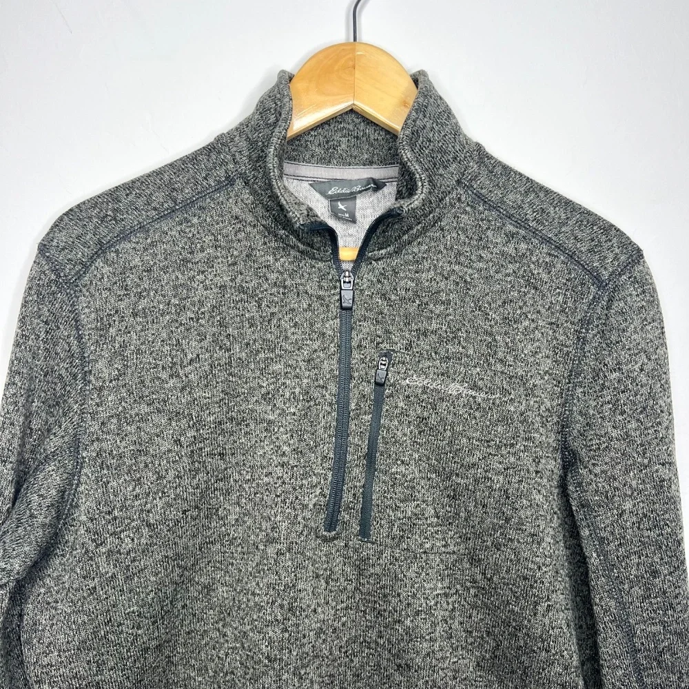 Eddie Bauer Men's Quarter Zip Pullover Tan and Grey